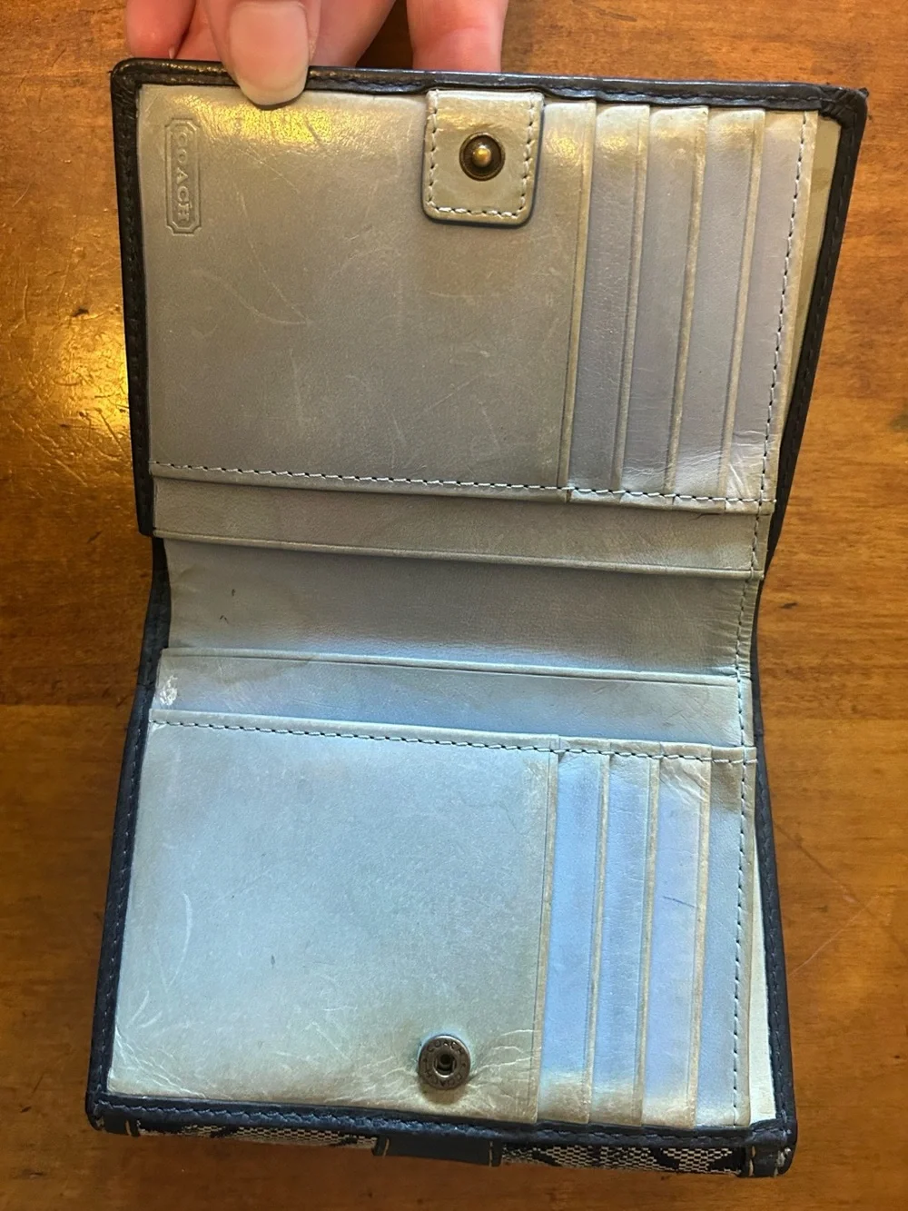 Coach Vintage Y2K Denim Signature Soho Boston Bag Wallet Blue Suede Leather 2186